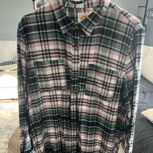 C&C California Pink and Green Plaid Casual Shirt